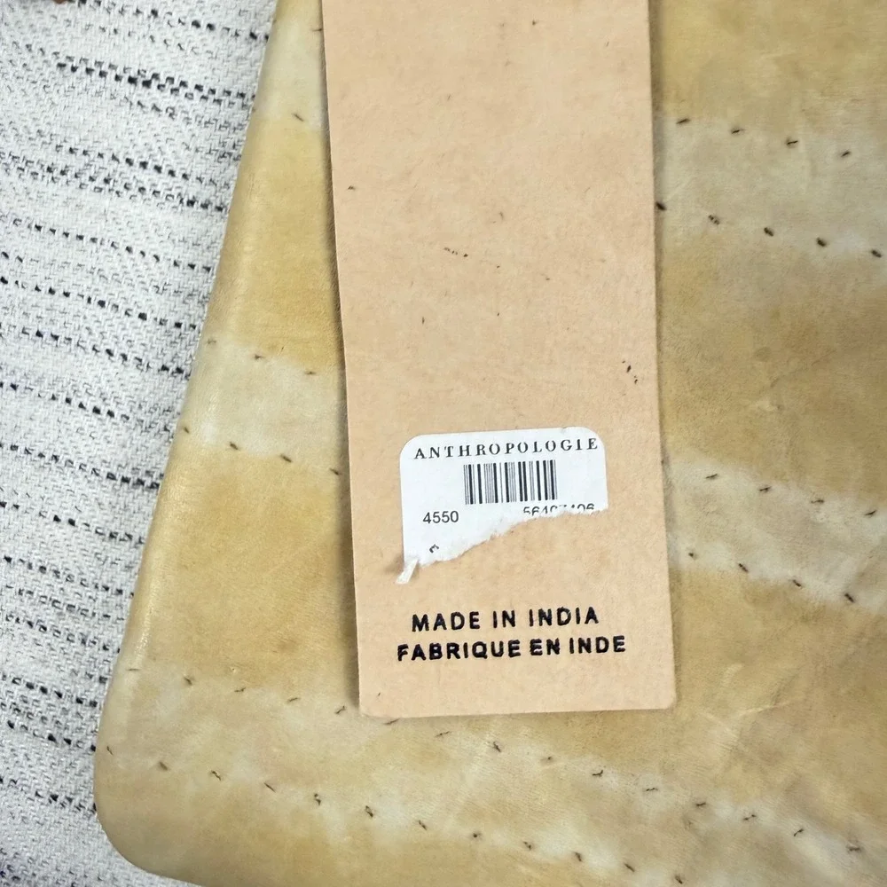 NEW Anthropologie‎ Shibori Dyed Leather Yellow iPad Case 9x11.5 Boho Clutch